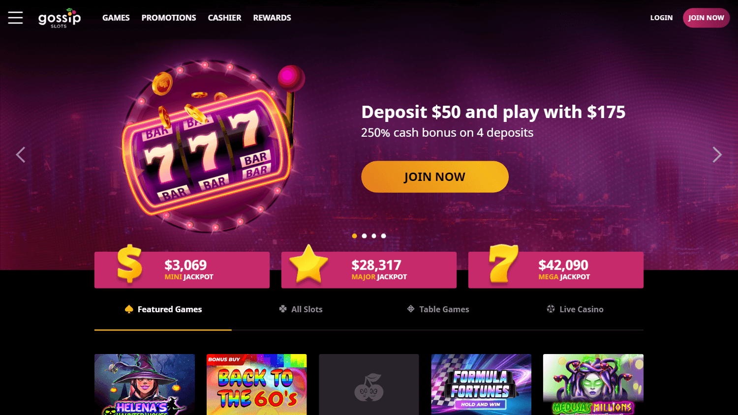 Gossip Slots Casino Desktop screenshot